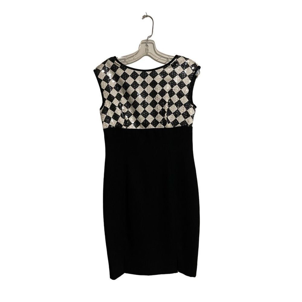 Vintage A.J. Bari Cocktail Dress- Black and White Sequin size 6